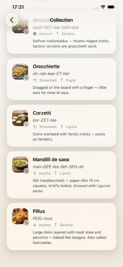 La Pasta Collection — Orecchiette, Corzetti, Mandilli de saea, and Pillus